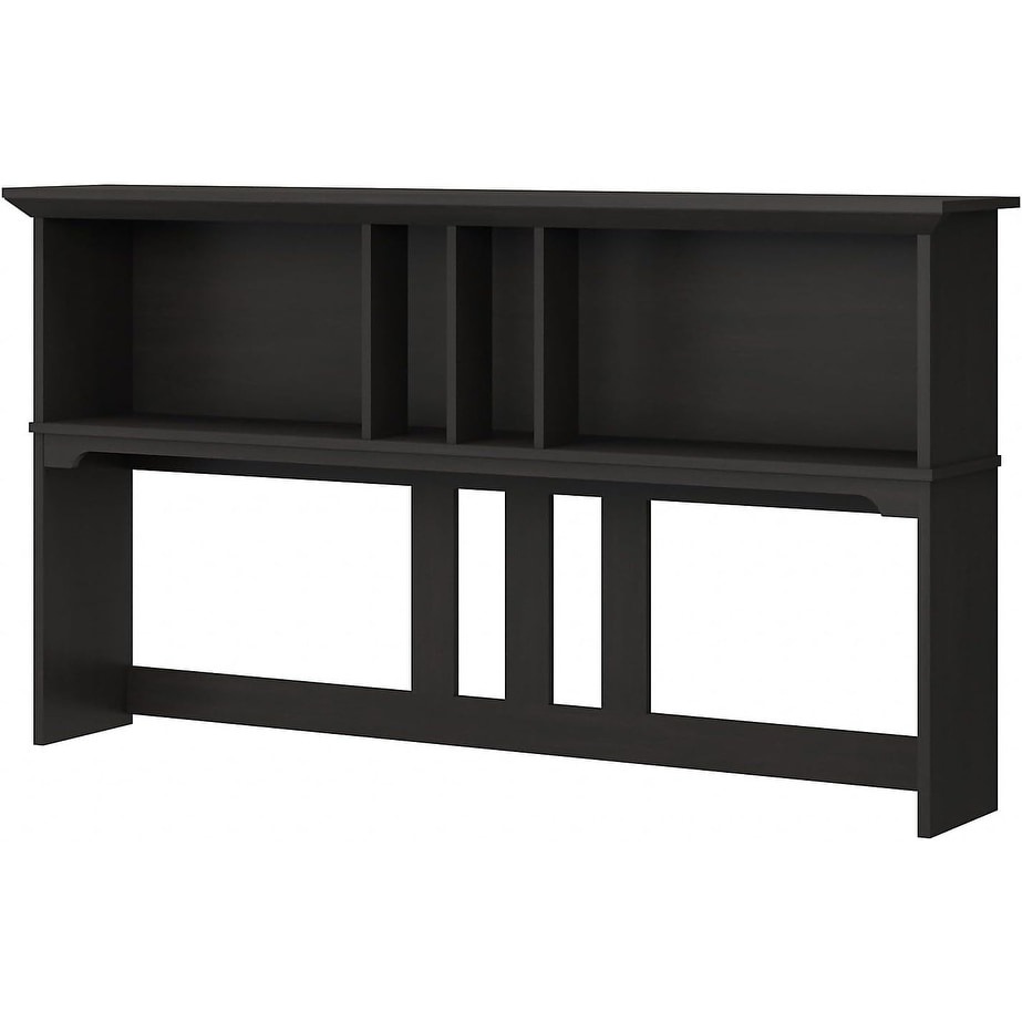 60W Vintage Black Hutch for L Shaped Desk with Open Cubbies and Customizable Storage