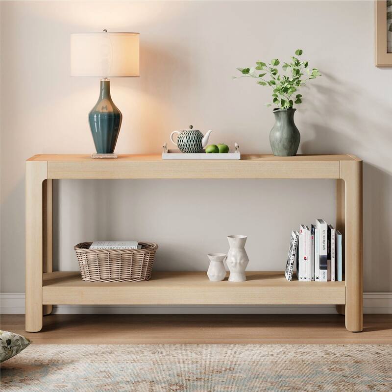 Modern Farmhouse Console Table,Elegant Minimalist Design with Premium Wood Veneer and Rounded Corners