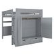 preview thumbnail 4 of 14, Gray Full Size Wooden Loft Bed with Wardrobe, Desk, and Shelves
