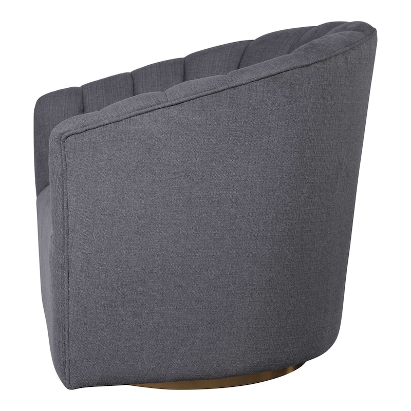 32.25"charcoal Gray Contemporary Tufted Swivel Chair