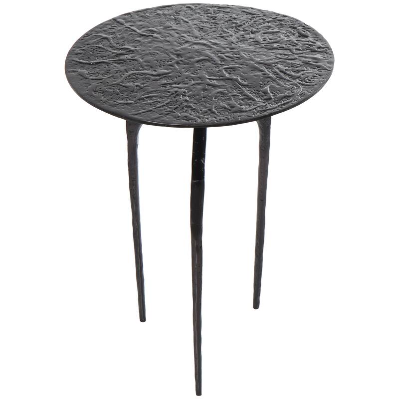 Silver, Gold or Gray Aluminum Metal Slim Textured Geometric Accent Table
