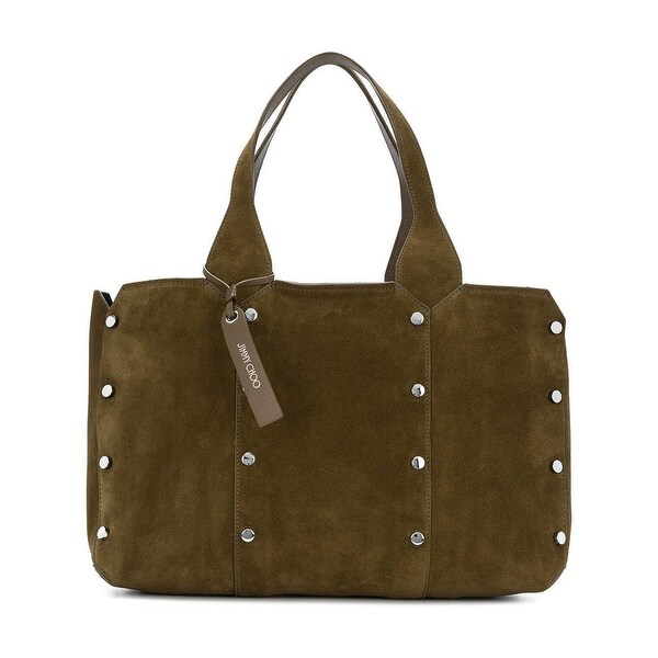 green suede tote bag