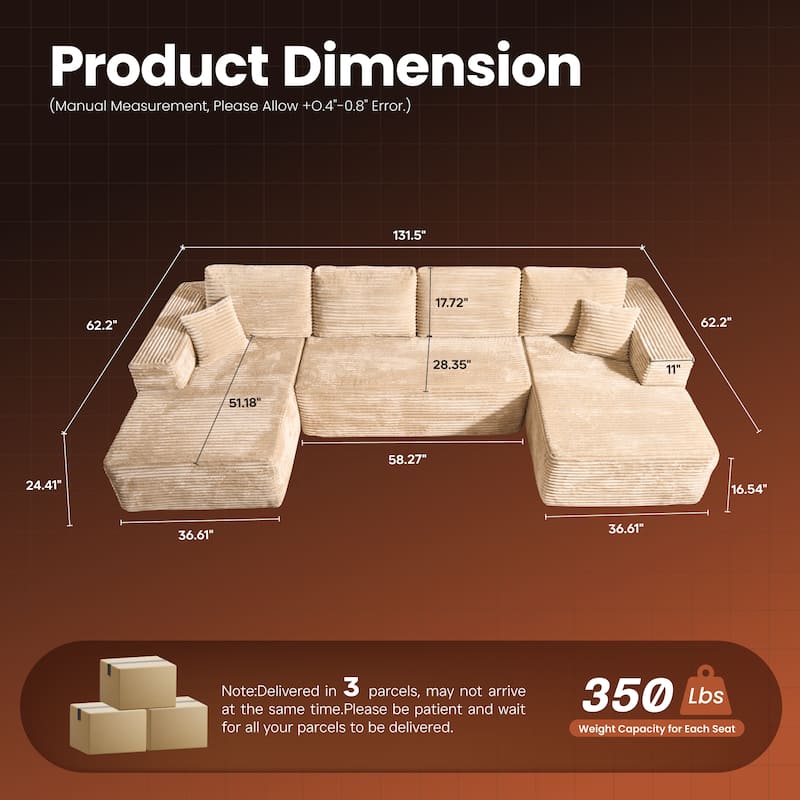 VIOS No-Assembly Plush Fabric Sofa Set​