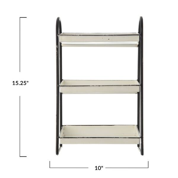Heavily Distressed White 3-Tier Metal Tray with Black Frame and Rim ...