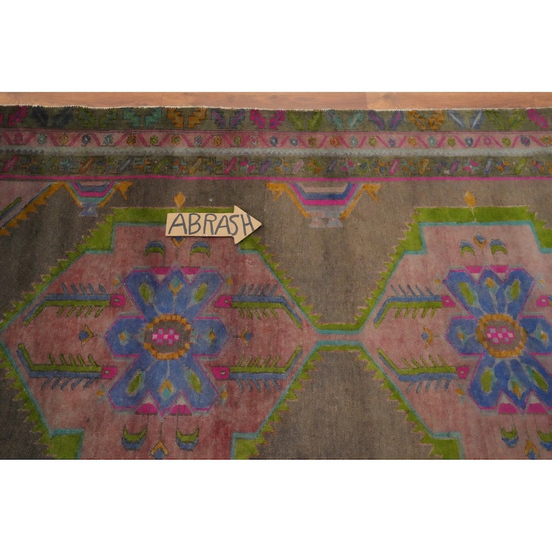 Hand Knotted Oriental 100% Wool Carpet Traditional Tribal Greys & Charcoal Meshkin Runner Rug - 10' 3'' X 4' 2''