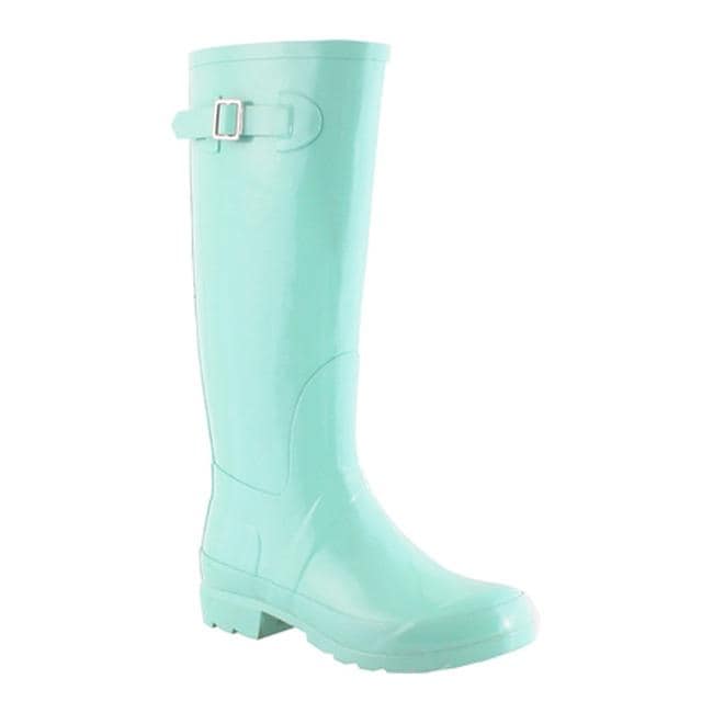 mint green rain boots