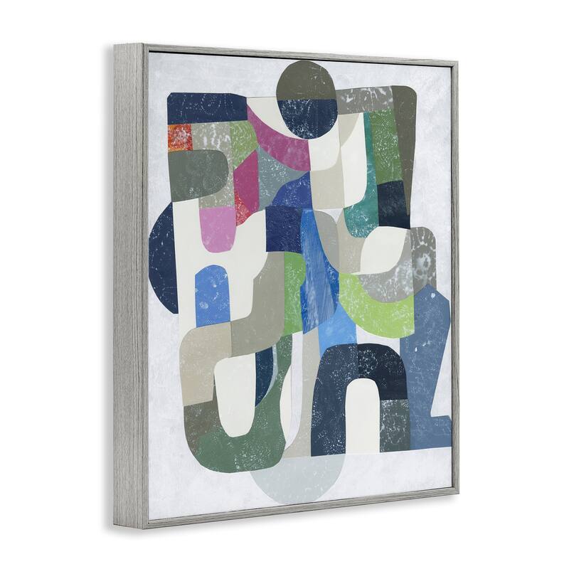 Stupell Retro Geometrics on Grey Framed Giclee Art Design By Coco Good