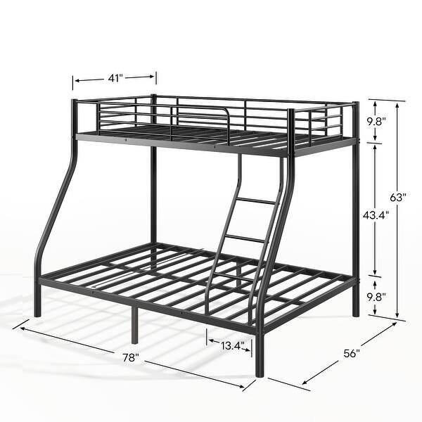 Twin Over Full Metal Bunk Bed, Stable for All Ages