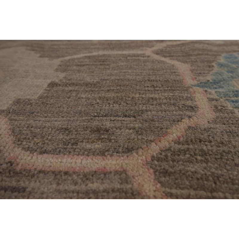 Brown Oushak Vegetable Dye Turkish Area Rug Handmade Wool Carpet - 8'3"x 9'10"
