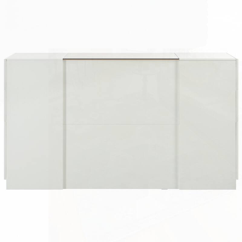 Multi-Functional Island Vanity Dresser and Storage Cabinet with Glass Tabletop