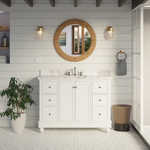 KitchenBathCollection Bella 48" Bathroom Vanity with Carrara Marble Top