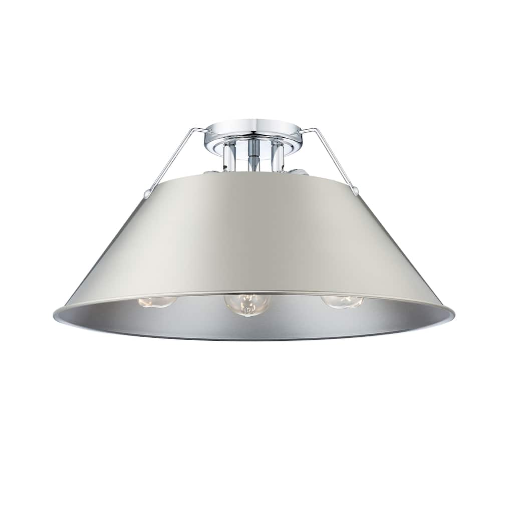 Orwell 3-Light Flush Mount in Chrome with Pewter - Silver