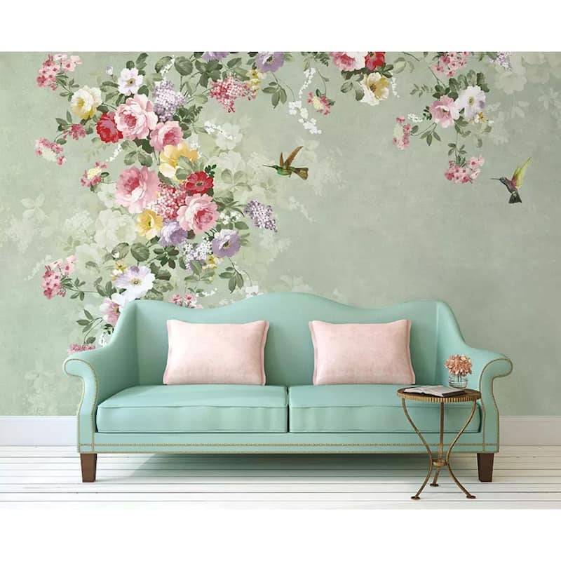 GK Wall Design American Floral Retro Flower Blossom Removable Wallpaper