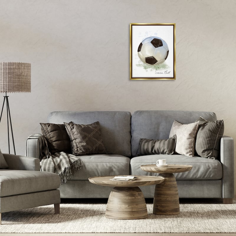 Stupell Soft Pastel Soccer Ball Framed Floater Canvas Wall Art Design By Matthew Piotrowicz