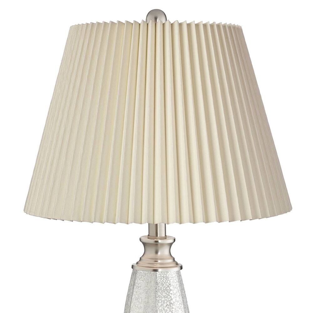Glass with Ivory Pleat Shades Modern Table Lamps Set of 2 28" x 15