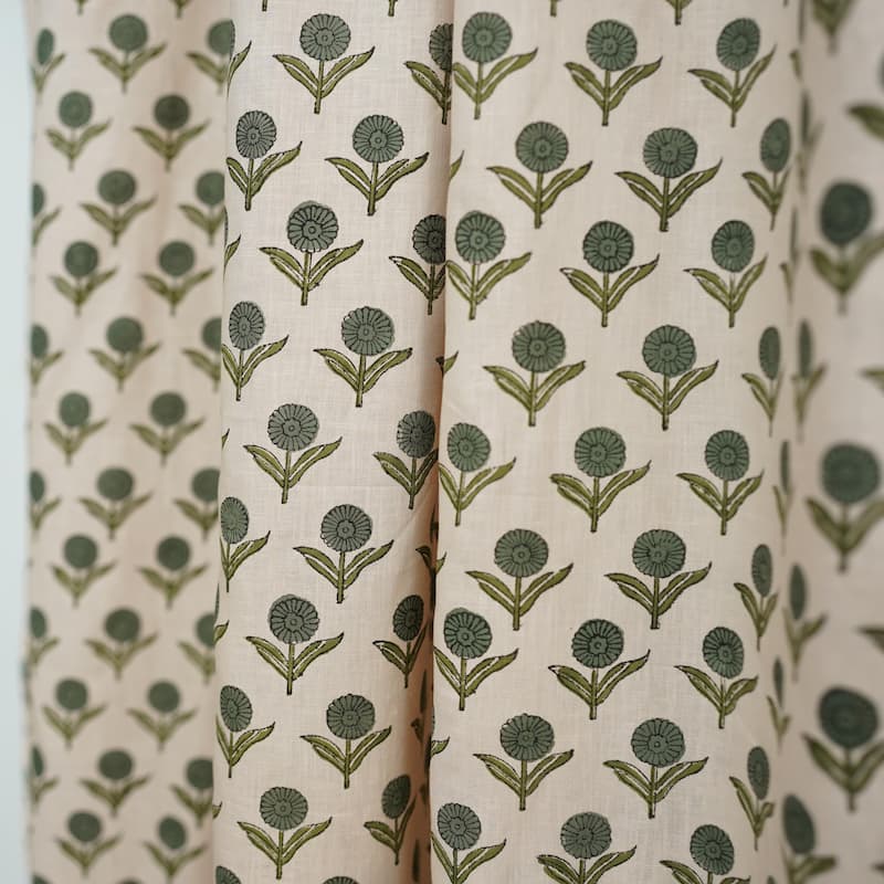 Fabdivine Block Print Curtain or Drape Decorative Home Accent Bed or Living Room