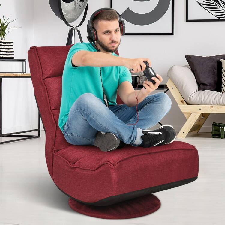 360-Degree Swivel Floor Chair with Foldable Design and Adjustable Backrest
