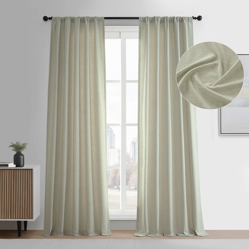 Exclusive Fabrics Simply Faux Linen Curtains - 2 Panels - Light Filtering Window Curtains - 50 X 120 - Greige