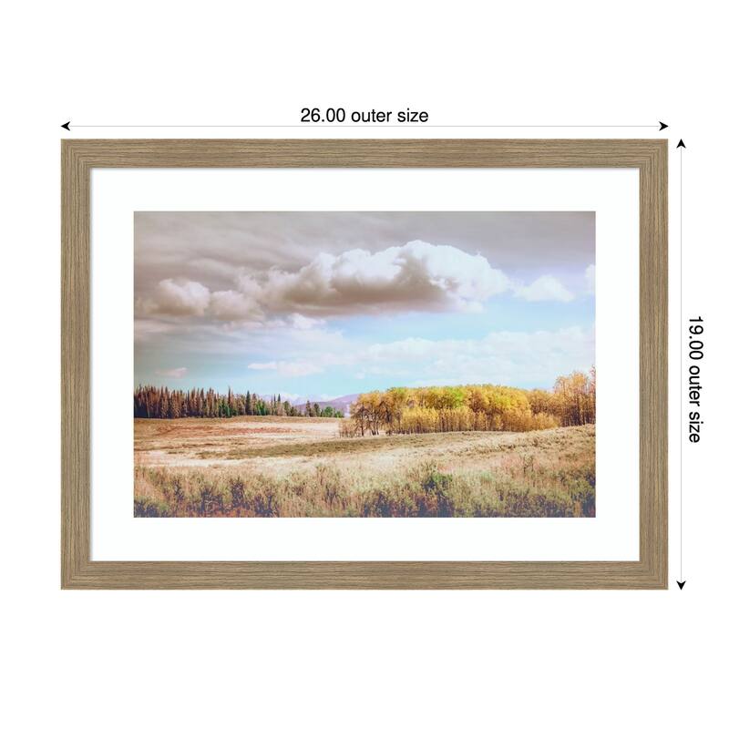 Wyoming Soft Fall Colors by Christy Berry Wood Framed Wall Art Print - Woodgrain Stripe Mocha - 26 x 19 in