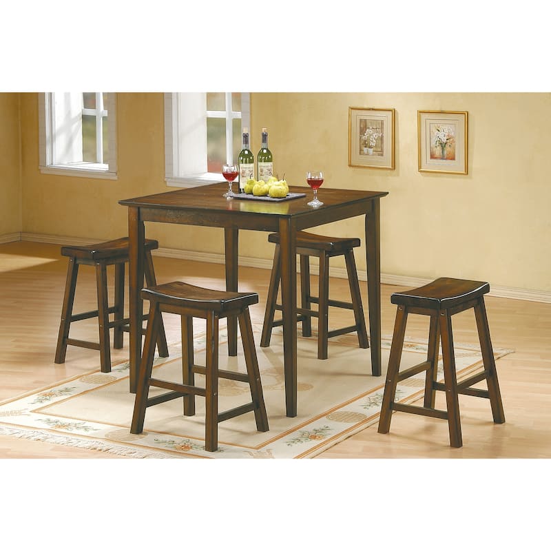 Casual Dining 29-Inch Bar Height Stools 2Pc Set Saddle Seat Solid Wood Oak Finish Home Furniture