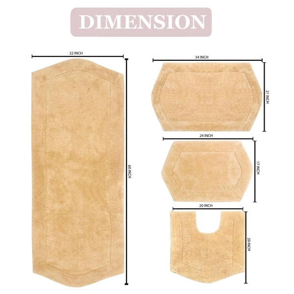dimension image slide 0 of 19, Waterford Collection 100% Cotton Non-Slip Bathroom Rug Set, Machine Washable Bath Rug, 4 Piece Bath Mat Set with Contour