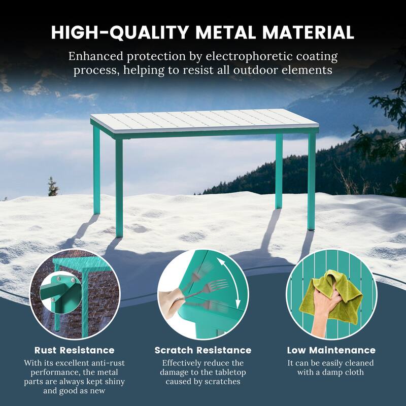 Frond and Form 59 Inch By 35.4 Inch Outdoor Steel Rectangular Dining Table