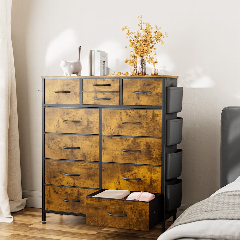 12 Drawer Dresser Fabric Tall Dressers for Bedroom Chest of Drawers