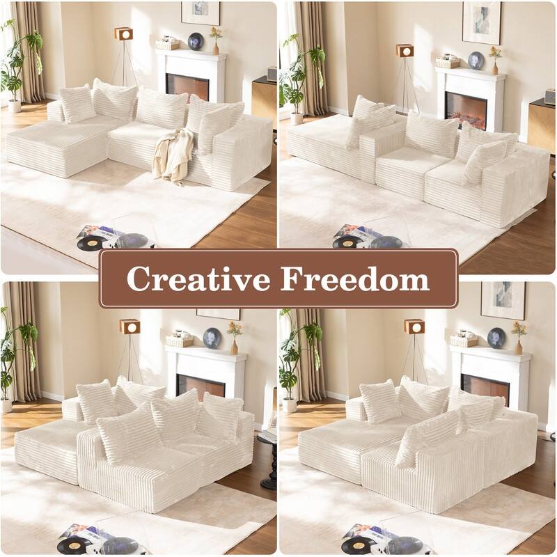 Modular Sectional Sofa L-Shape Couch with Chaise, Boneless L-Shaped Cloud Couch