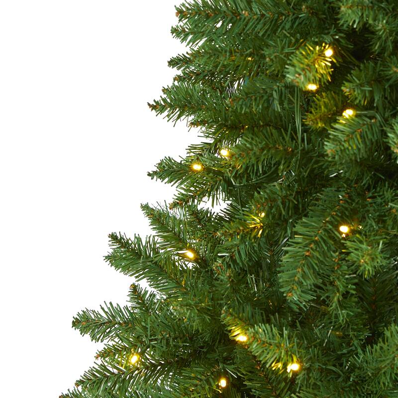 6' Slim Green Mountain Pine Christmas Tree with 250 Clear LED Lights