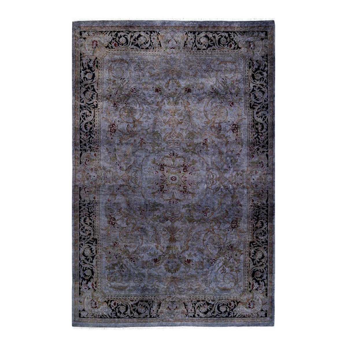 Overton Hand Knotted Wool Vintage Inspired Modern Contemporary Overdyed Purple Area Rug - 4' 7" x 6' 10"