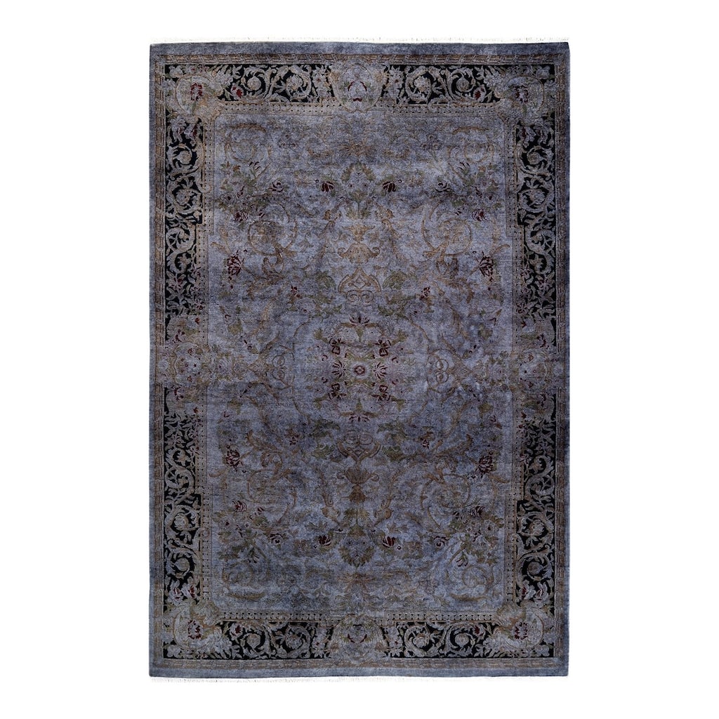 Overton Hand Knotted Wool Vintage Inspired Modern Contemporary Overdyed Purple Area Rug - 4' 7" x 6' 10"