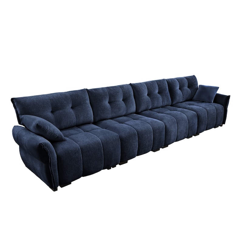 141.7" Chenille 5-Seat Sofa with Tufted Design,High-Resilience Sponge Cushions