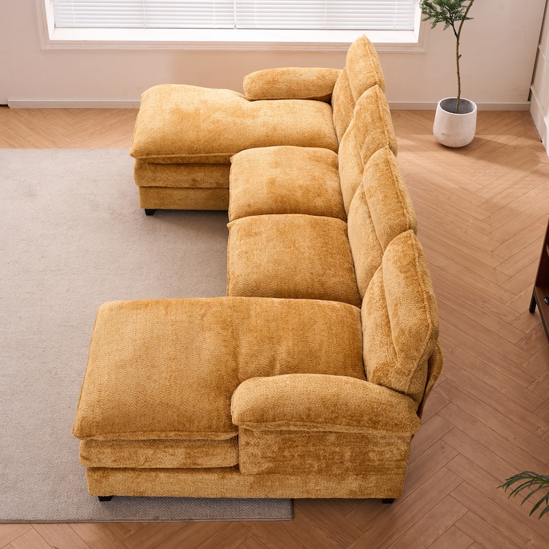 Modern U-shape Chenille Upholstered Sofa with Chaise Multiple Cushions Sectional Couch