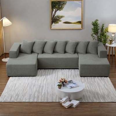 128" Chenille U-Shaped Sectional Sofa with Cloud Couch Comfort, Modular Design and No Assembly Required