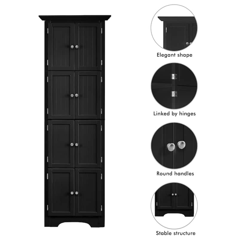 Tall Storage Cabinet with 4 Shelves for Living Room, Kitchen