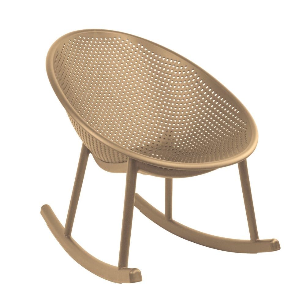 Patio Rocking Chairs | Oval Egg Shaped Lounge Rocker | All Weather Plastic | Modern Accent Side Chair for Indoor or Outdoor Use