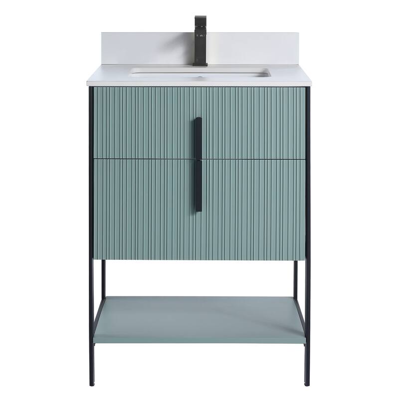 Fine Fixtures Serenity Modern Bathroom Vanity with White Stone Top