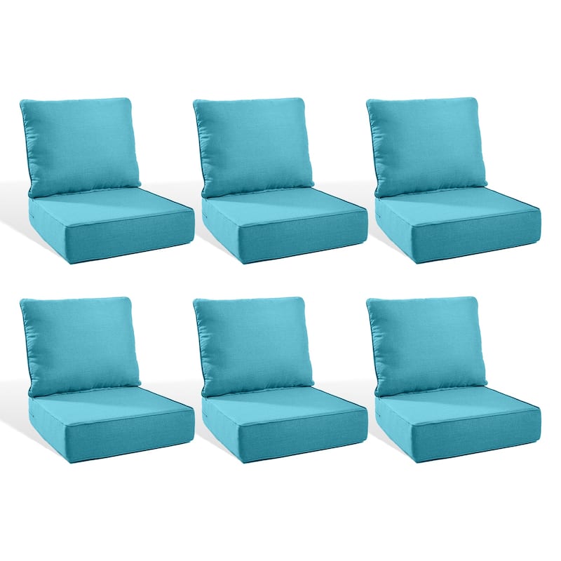 Pocassy 22"x24"x6" Inch Thick Cushions Indoor Outdoor Pillows Cushion - Light Blue Cushion - 6 Set Seat & Back Cushion