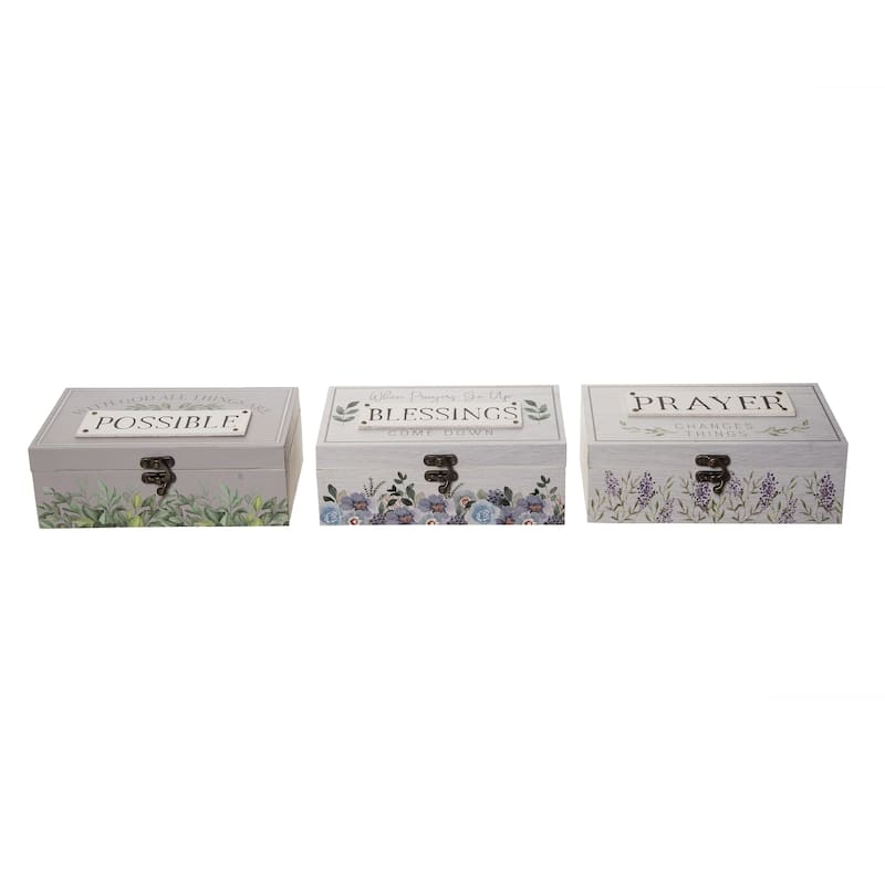 Transpac MDF Blessings Prayer Box Set of 3 Everyday Home Decorations