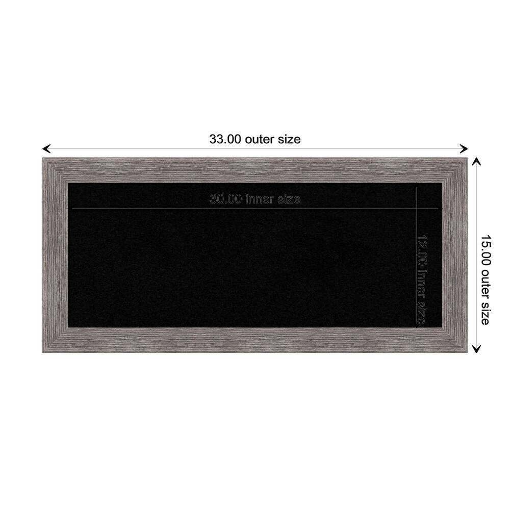 Pinstripe Plank Grey Narrow Framed Black Corkboard Bulletin Board