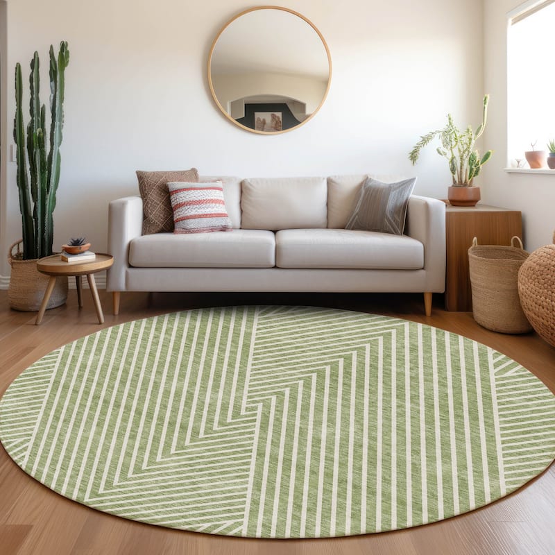 Premium Washable Super Soft Modern Geo Mayfield Rug - Aloe - 8' x 8'
