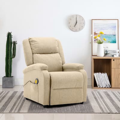vidaXL Massage Chair Cream Fabric - 71 x 92 x 96 cm