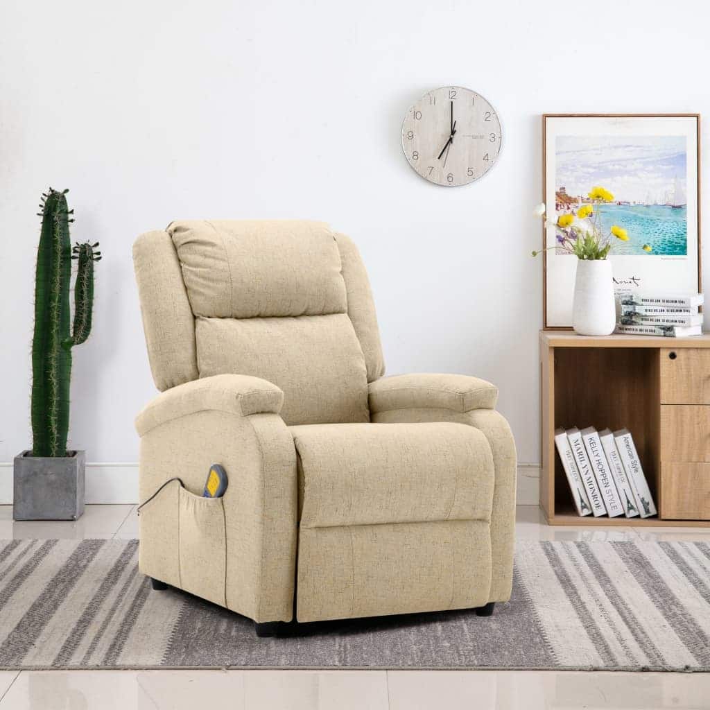 vidaXL Massage Chair Cream Fabric - 71 x 92 x 96 cm