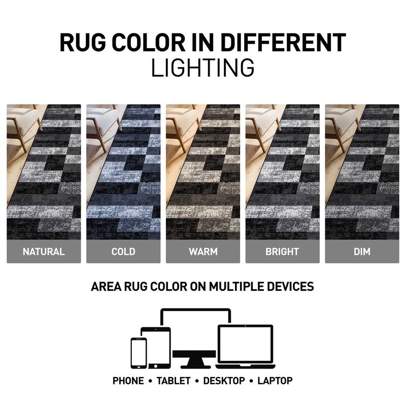 World Rug Gallery Modern Abstract Grid Area Rug