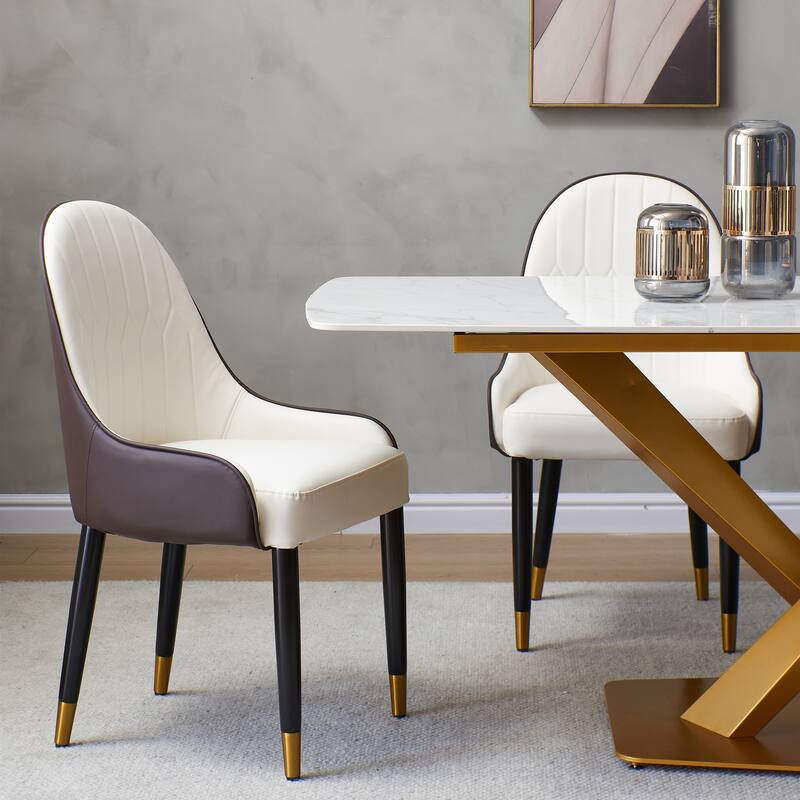 Stylish and Comfortable Dining Chair Set with PU Leather and Metal Legs