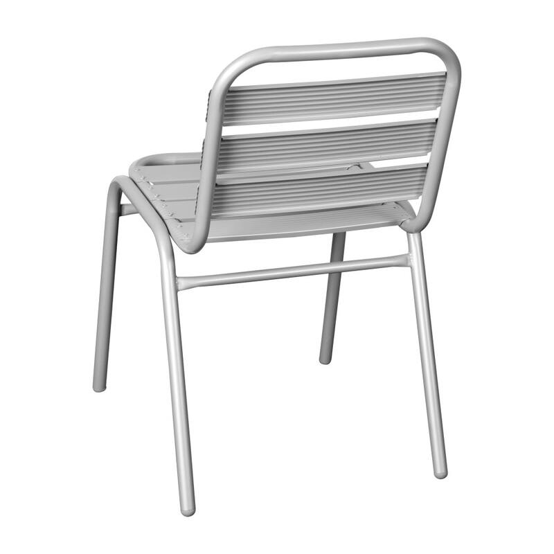 Commercial Aluminum Indoor-Outdoor Restaurant Stack Chair with Triple Slat Back