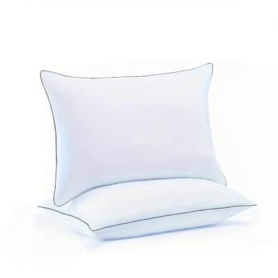 Hypoallergenic Blue Edged 100% Cotton Standard Hotel Pillow, Easy Care(1pack)