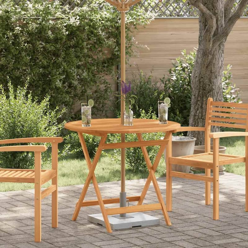 vidaXL Folding Patio Table Ø35.4"x29.5" Solid Eucalyptus Wood