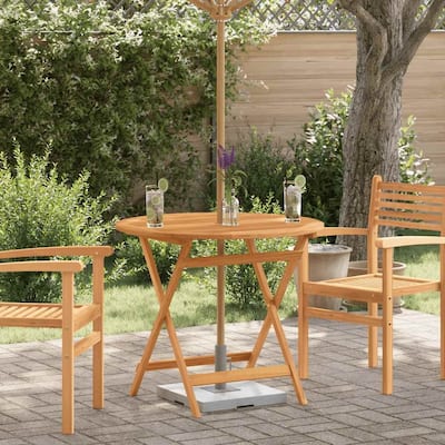 vidaXL Folding Patio Table Ø35.4"x29.5" Solid Eucalyptus Wood