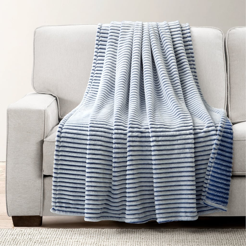 Lush Decor Super Cozy Ultra Soft Ribbed Faux Fur Throw
